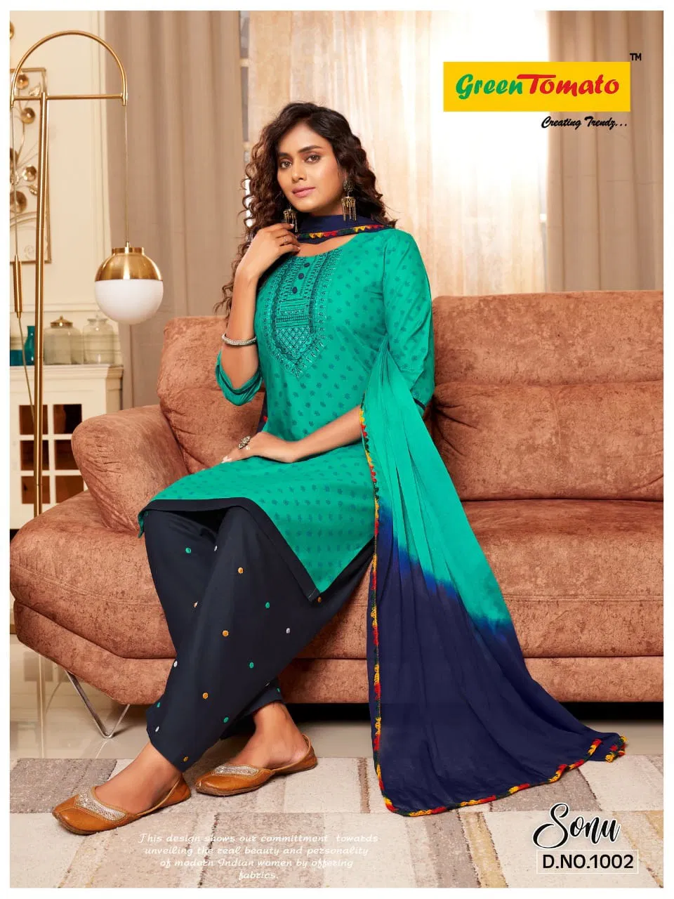 Green Tomato Sonu Rayon Printed Regular Wear Kurti Patiala With Dupatta Collection